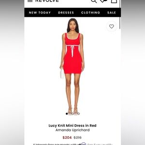 Amanda Uprichard Red Ribbed Bodycon Mini Dress
